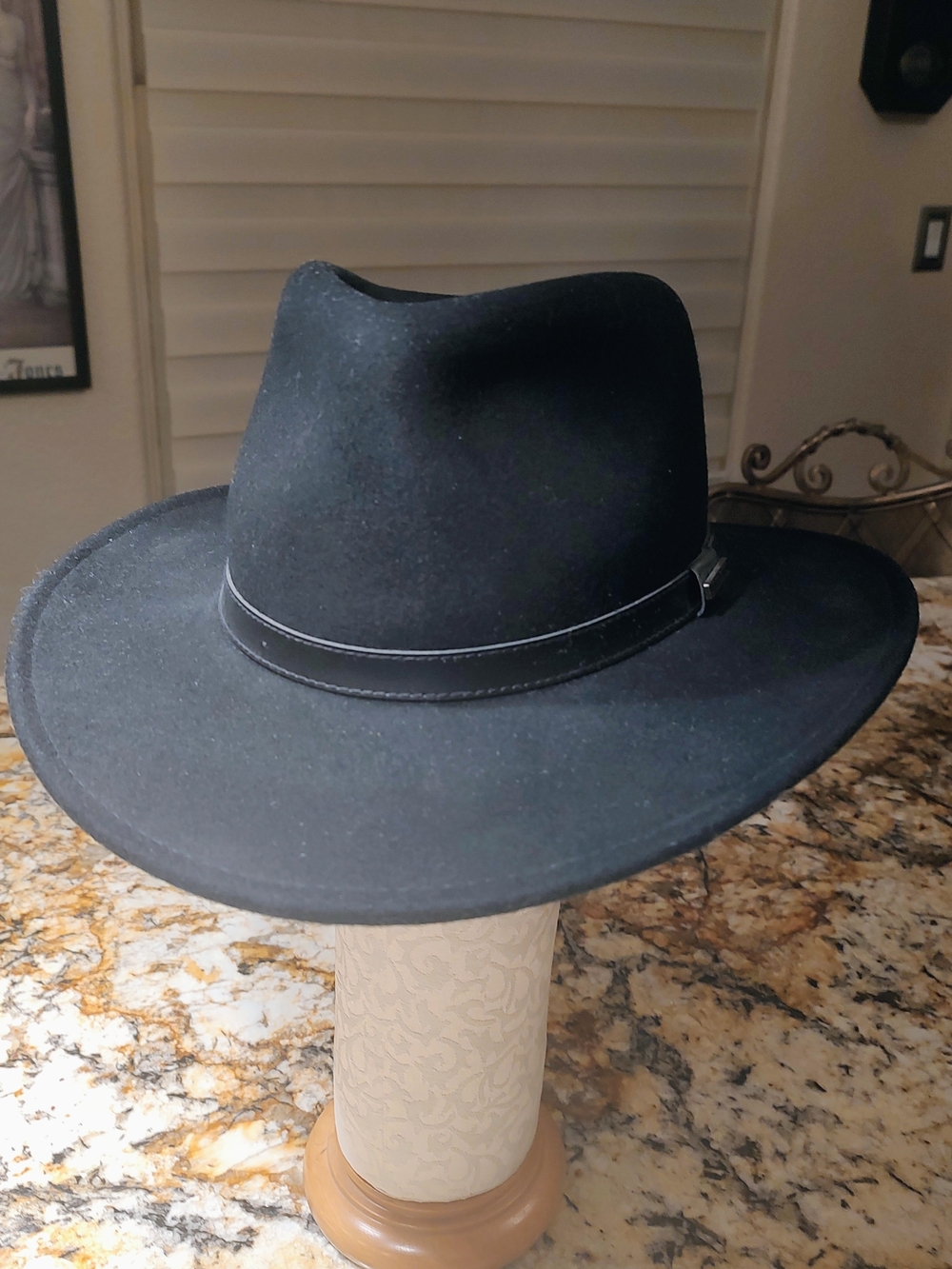 Pendleton Black 100% wool Fedora/Outback with Branded Leather Band - Picture 1 of 8